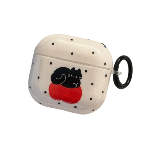 Polka Dot Black Cat AirPods 4 Case